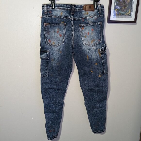 Refinery Republic Men's Moto Jeans with Paint Decoration 14 EUC - Picture 4 of 5